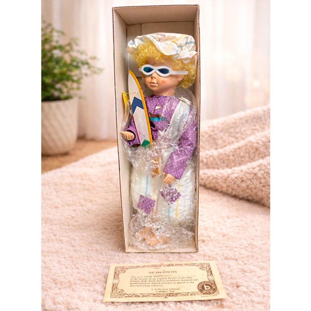 Brinns Limited Edition Clown Doll 1988 August Calendar 14" Surfs Up Summer Korea